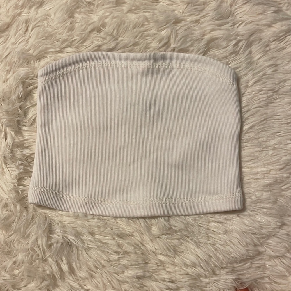 white cropped tube top